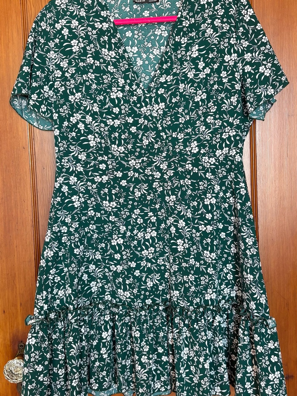 Green Floral Short Sleeve Dress